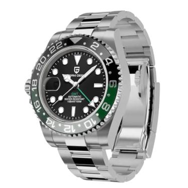 Imagem de BY BENYAR Relógio masculino Pagani Design GMT, relógios mecânicos de vidro de safira de luxo, relógio automático de aço inoxidável resistente à água de 40 mm para homens 1662.., Verde-escuro