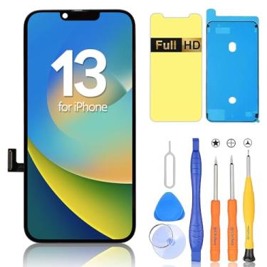 Imagem de Ayake Substituição de tela para iPhone 13 (A2633 A2482 A2631 A2634), tela LCD FHD e tela digitalizadora sensível ao toque 15.5 cm True Tone Programável Face ID permanece