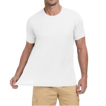 Imagem de QIVICIMA Camiseta masculina de treino de manga curta, atlética, ajuste seco, malha respirável, camiseta de corrida, Branco, G