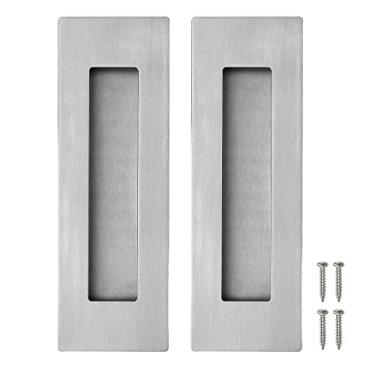 Imagem de Puxador de porta embutida CozyTower, puxadores de porta de bolso, puxador de porta deslizante de armário, puxadores de porta de aço inoxidável escovado de 15 cm, retangulares (pacote com 2)