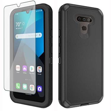 Imagem de Asuwish Capa de telefone para LG Premier Pro Plus 15.5 cm/Harmony 4/K40S/K41 com protetor de tela de vidro temperado e capa de celular híbrida, resistente, à prova de choque, rígida, acessórios de