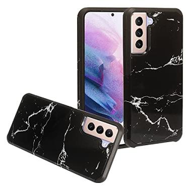 Imagem de CELZEN - Para Samsung Galaxy S21 FE 5G SM-G990 - Capa de telefone com imagem - AD1 mármore preto