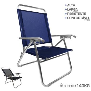 Imagem de Cadeira De Praia King Oversize Reclinável 4 pos  Alumínio Até 140Kg Ca