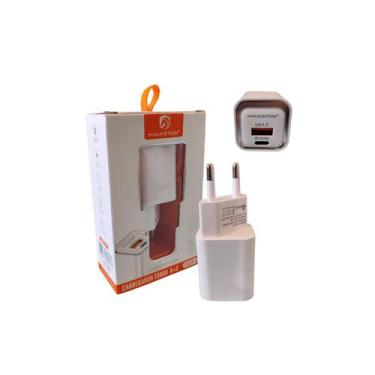 Imagem de Carregador Tomada Parede Super Turbo Usb e Tipo C 60W - Maston, Branco
