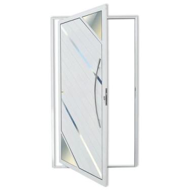 Imagem de Porta de Alumínio Pivotante Lambril 210x120cm com Puxador Oasis Super 