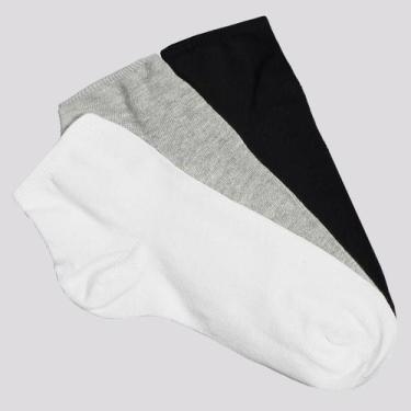 Imagem de Kit Meia Selene 3 Pares Cano Curto Feminino Branca Preta e Cinza, 34-3