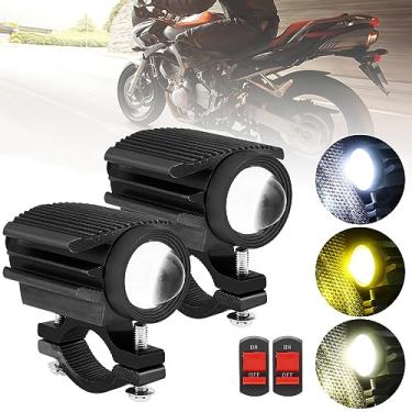 Imagem de Windance 2 peças de farol de LED para motocicleta, 32 W 4 modos de feixe de luz/alto amarelo branco 6500 K à prova d'água auxiliar holofote para trator caminhão ATV UTV SUV barco 9V-85V (preto 2