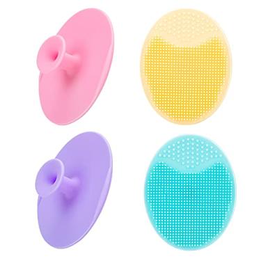 Imagem de JEXCULL 4 Unidades de Purificador Facial, Escova de Limpeza Facial de Silicone Macio, Esfoliante Facial, Cravos, Acne, Poros, Tampa de Berço, Escova de Lavagem Facial para Limpeza Profunda, Cuidados com A Pele (Multicolor A)