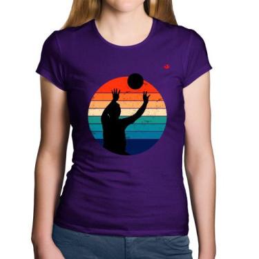 Imagem de Baby Look Algodão Vôlei Vintage Sunset - Foca na Moda, Roxo, M