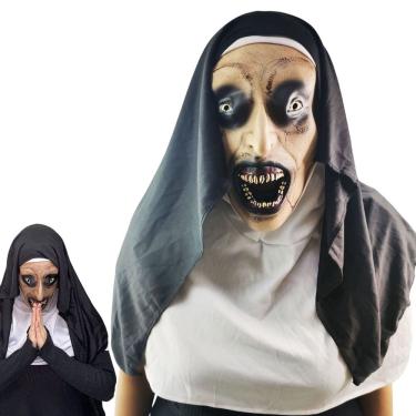 Imagem de Mascara Freira Realista Latex Fantasia Hallowen Festa Carnaval Evento Terror Susto Pegadinha
