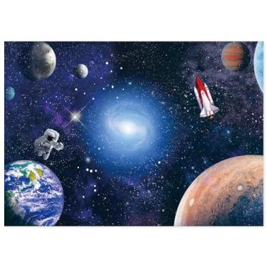 Imagem de CGXINS Pano de fundo do espaço sideral de 3 x 2,4 m para bebês crianças com tema de astronauta, decoração de festa de aniversário, suprimentos de decoração universal, galáxia, estrelas, recém-nascido,