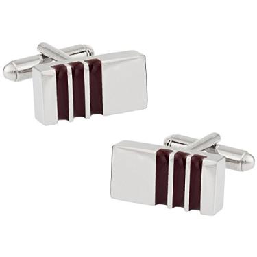 Imagem de Abotoaduras esmaltadas coloridas de vinho roxo com 3 listras Cuff-Daddy Unique com caixa de apresentação