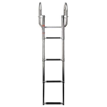 Imagem de Amarine Made Escada de barco dobrável com 4 degraus, escada, de aço inoxidável, para doca telescópica, capacidade de 250 kg, para piscina marítima e lago