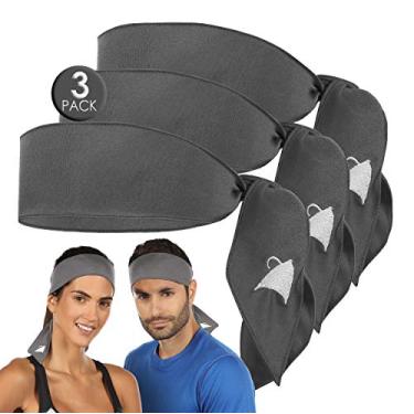 Imagem de Athle Sport Faixa de cabeça esportiva – Pacote com 3 faixas para treino e corrida – Faixas de transpiração para homens e mulheres – Dri Fit – Cinza