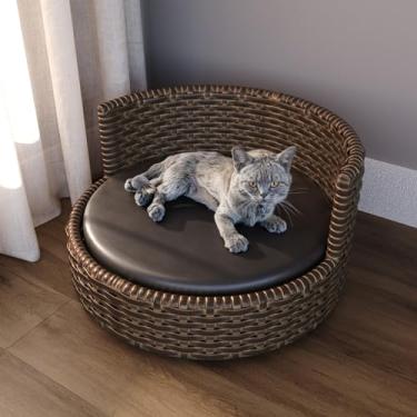 Imagem de Sofá Caminha Pets Comfort Redonda Estofamento Impermeável - Junco Avelã Manchado