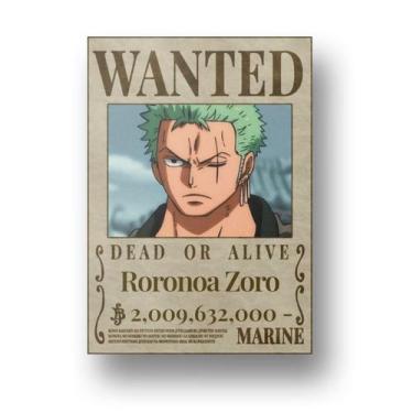 Imagem de Placa de metal 20x28 cm Cartaz de Procurado Zoro One Piece - ocamelo