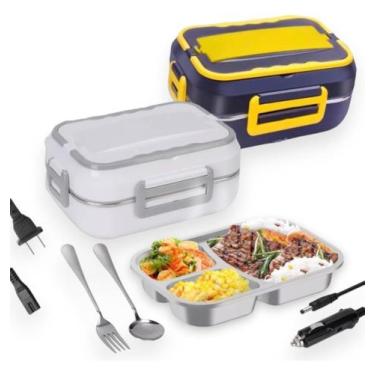 Imagem de Marmita Térmica Elétrica portátil Bivolt E Veicular 12V 24V Com Compar