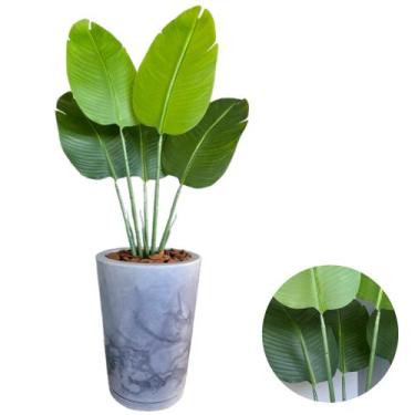 Imagem de Bananeira Artificial Toque Real Vaso Marmorizado Completo - PlantaImpo