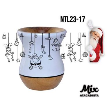 Imagem de Cuia de Madeira Premium Branca Personalizada Natal - Mix Atacadista, P