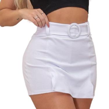 Imagem de Short Saia Feminino Com Cinto Forrado Shorts Curto Fenda Bermuda Sainh