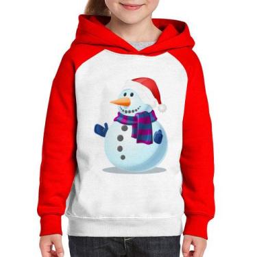 Imagem de Moletom Infantil Boneco de neve - Foca na Moda, Branco, Vermelho, 6