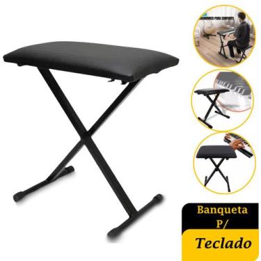 Imagem de Banco Piano Teclado Almofadado Banqueta Regulável Custoum Sound  Cor P