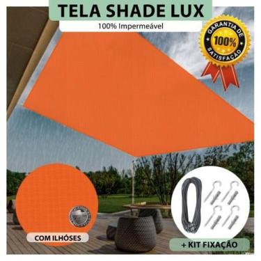 Imagem de Tela Lona Laranja 6.5x4 M Impermeável Shade Lux + Kit - Cikala