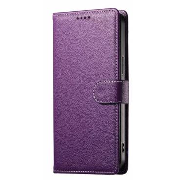 Imagem de LTLMYDAM Capa fólio para Samsung Galaxy S25 Ultra/S25 Plus/S25, carteira de couro com textura de lichia macia interna com suporte, proteção contra quedas, roxa, S25 Ultra