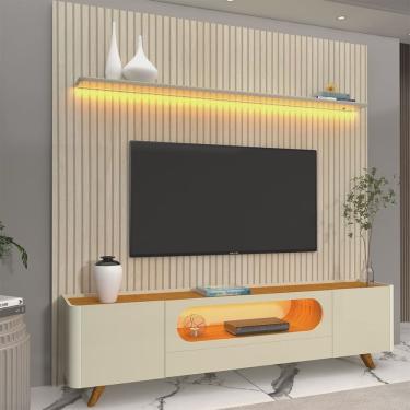 Imagem de Rack com Painel para TV até 85 Polegadas 1 Gaveta 2 Portas LED 220cm Requinte Nobre