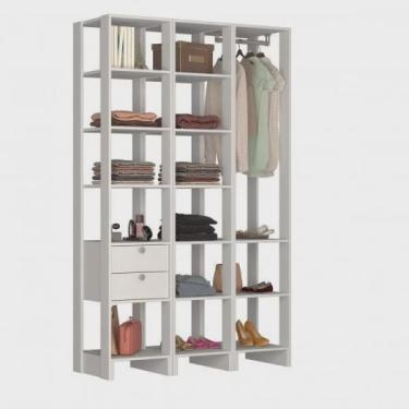 Imagem de Closet Modulado 3 Peças 1 Cabideiro 2 Gavetas e 14 Nichos Yes
