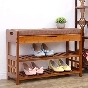 Imagem de Sapateira, sapateira, sapateira, sapateira, banco europeu para sapatos de madeira maciça de bambu para armário de sapatos (A1) (A2)