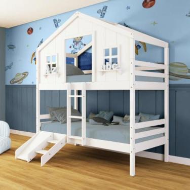 Imagem de Beliche Casinha dos Sonhos com Escada/ Escorregador Madeira Maciça Bra