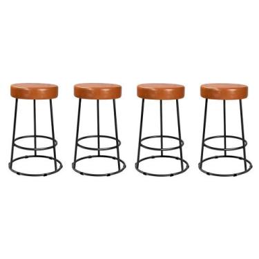 Imagem de Kit 4 Banquetas Roma 70cm material sintético - Salaone, Amarula