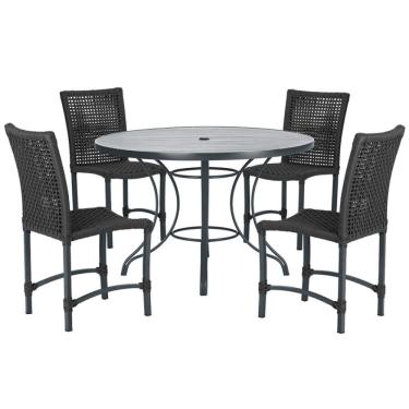 Imagem de Mesa Ascoli Com 4 Cadeiras Cannes De Alumínio Trama Preto
