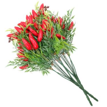 Imagem de Kit 3 Ramos Artificial Planta Arranjo Pimenta Decoração 45cm