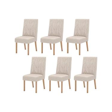 Imagem de Kit 6 Cadeiras Sala Jantar Eloá 6 Un Nature Suede Light Linho