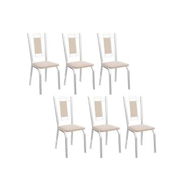 Imagem de Cadeira De Cozinha Florença 2c005 Aço Kit 6 Uni Cromada Nude 16