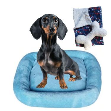 Imagem de Cama Bigata G Tecido Soft Com Osso E Mantinha Kit 3 Peças Azul Claro