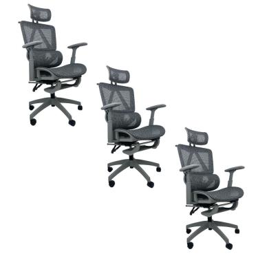 Imagem de Kit 3 Cadeiras de Escritório Presidente Executiva Oficial Titan Cinza