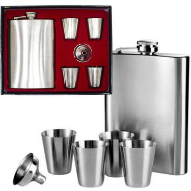 Imagem de Cantil Bolso Porta Bebida Frasco Inoxidável Portátil 250ml