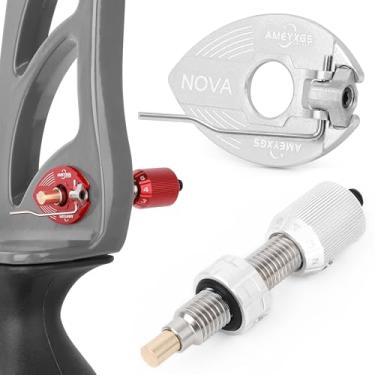 Imagem de limaity Botão de pressão do êmbolo magnético e descanso de seta com arco recurvo para ajuste de RH/LH (prata)