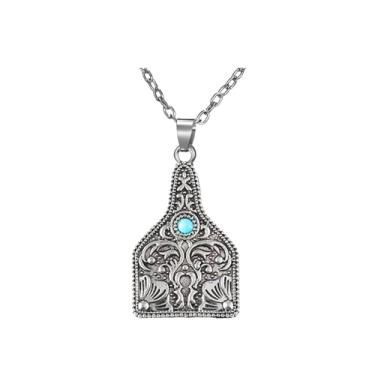 Imagem de WCRAZYE Colar turquesa para mulheres, feito à mão, boêmio, natural, ocidental, country, cowgirl, cruz, prata, turquesa, vintage, colar com pingente de declaração, joias de verão, presentes, Mediun