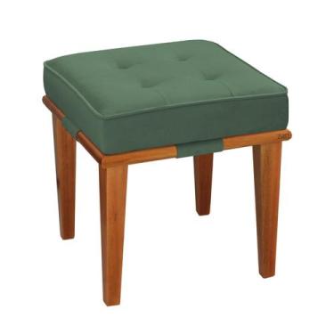 Imagem de Pufe Decorativo Quadrado Base Madeira Dion - Due Decor, Velutto Verde 