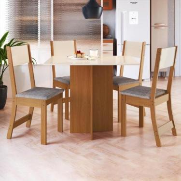 Imagem de Conjunto Sala de Jantar Fidelitá Roma Com 4 Cadeiras Freijó/Off-White/