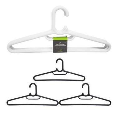 Imagem de Cabide Roupa Acrilico Preto/Branco Master 3 Pecas 44,5X18Cm - Globopla