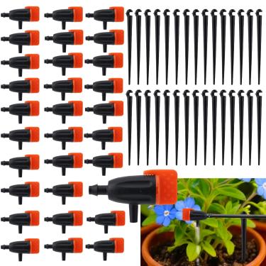 Imagem de BOXOB 30 Emissores de Irrigação por Gotejamento, Gotejadores Irrigação Jardim com 30 Estacas de Suporte Emissores Gotejamento Ajustáveis Gotejador Água para Plantas Gramado e Flores Acessórios Rega