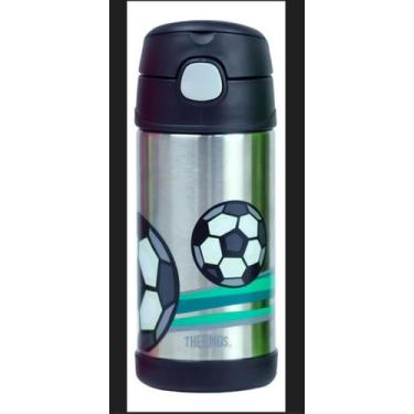 Imagem de Garrafa Térmica Infantil Futebol Thermos Com Alça 355ml