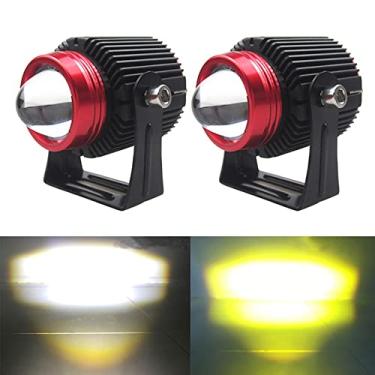 Imagem de Lente de projetor de holofote de motocicleta de duas cores mini farol LED amarelo branco lâmpada de direção universal para caminhões SUV ATV carros (modelo 1)