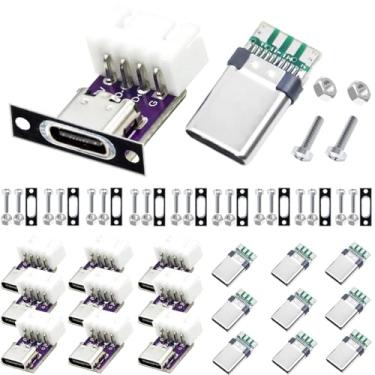 Imagem de DKARDU 20 peças de placa de teste USB tipo C horizontal XH-4P terminal DIY USB 3.1 placa breakout PCB placa conector fêmea e macho placa adaptador de energia com placa fixa parafusos e porcas M2