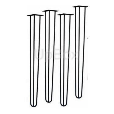 Imagem de Kit 4 Pés De Ferro Reforçado Mesa Banco Hairpin 70cm 10mm - UP Box